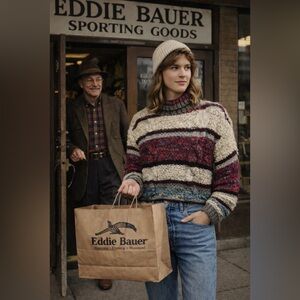 Vintage 1990s Eddie Bauer Chunky Wool Turtleneck Sweater